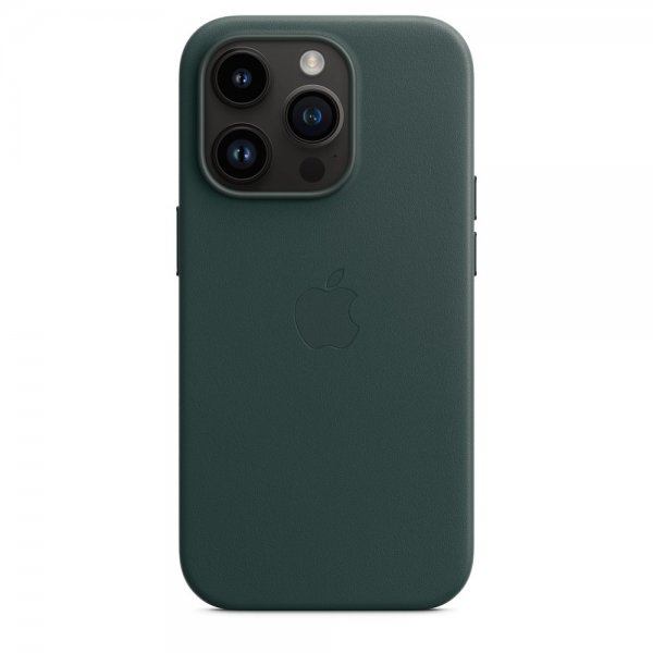 Apple Original iPhone 14 Pro Deksel Leather Case MagSafe Skoggrønn