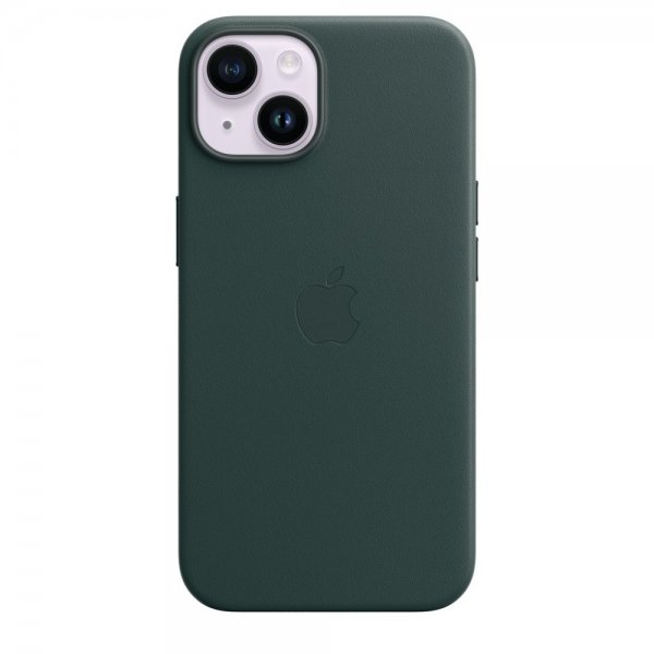 Apple Original iPhone 14 Deksel Leather Case MagSafe Skoggrønn