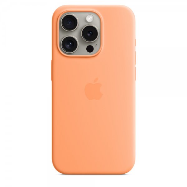 Apple Original iPhone 15 Pro Deksel Silikon MagSafe Apelsinsorbet