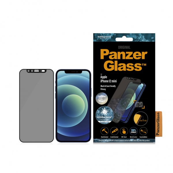PanzerGlass iPhone 12 Mini Skjermbeskytter Edge-to-Edge Camslider Privacy