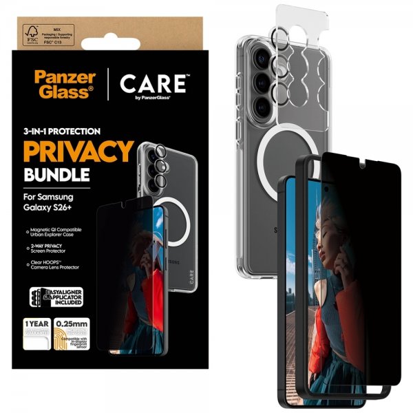 PanzerGlass Samsung Galaxy S26 Plus 3-in-1 Protection Privacy Bundle