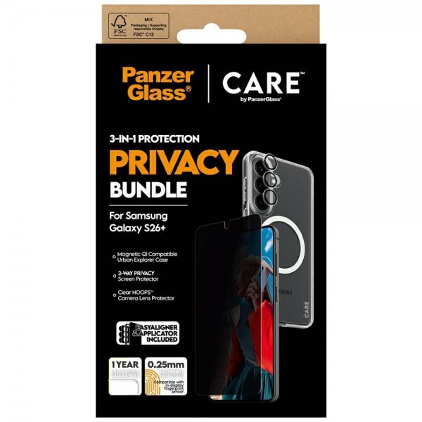 PanzerGlass Samsung Galaxy S26 Plus 3-in-1 Protection Privacy Bundle
