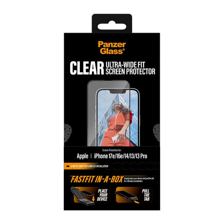 PanzerGlass iPhone 13/13 Pro/14/16e/17e Skjermbeskytter Ultra-Wide Fit Fastfit