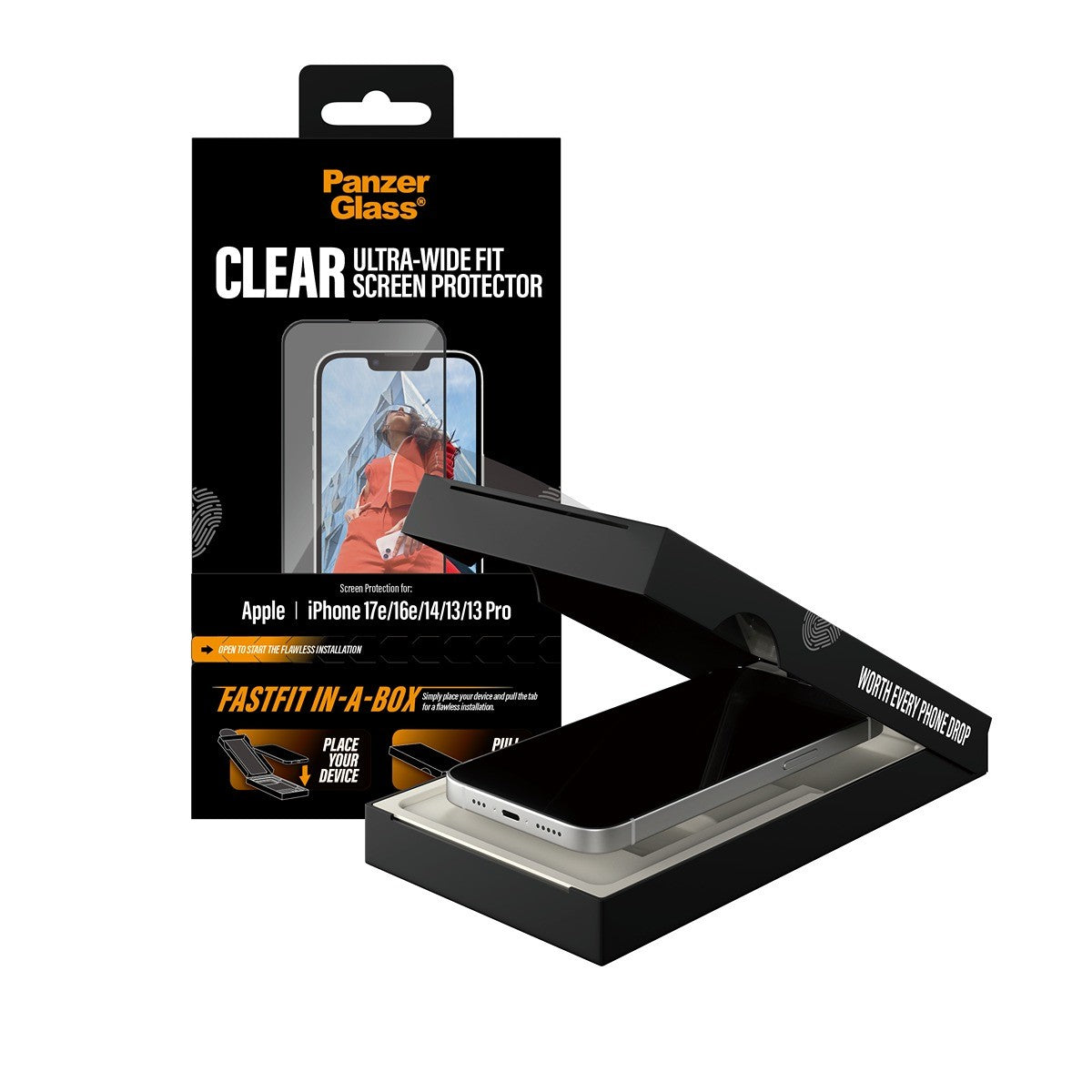PanzerGlass iPhone 13/13 Pro/14/16e/17e Skjermbeskytter Ultra-Wide Fit Fastfit