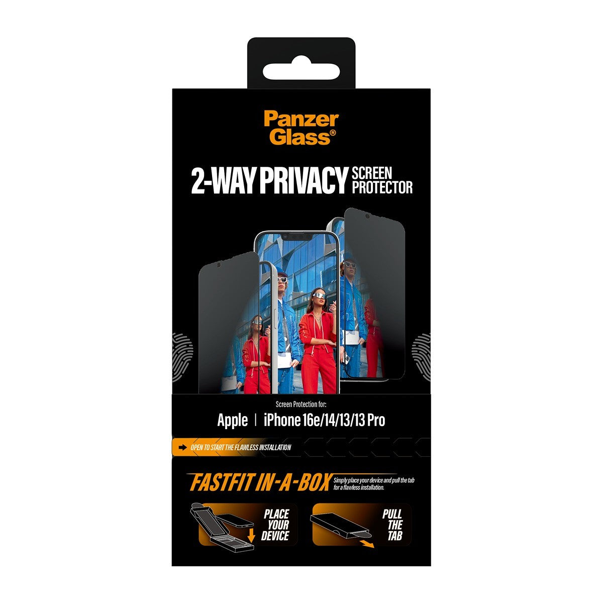 PanzerGlass iPhone 13/13 Pro/14/16e/17e Skjermbeskytter Ultra-Wide Fit Privacy Fastfit