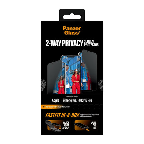 PanzerGlass iPhone 13/13 Pro/14/16e/17e Skjermbeskytter Ultra-Wide Fit Privacy Fastfit