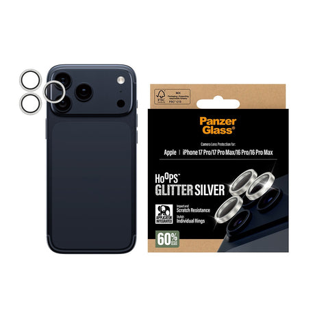 PanzerGlass iPhone 16 Pro/Pro Max/17 Pro/Pro Max Linsebeskyttelse Hoops Glitter Sølv