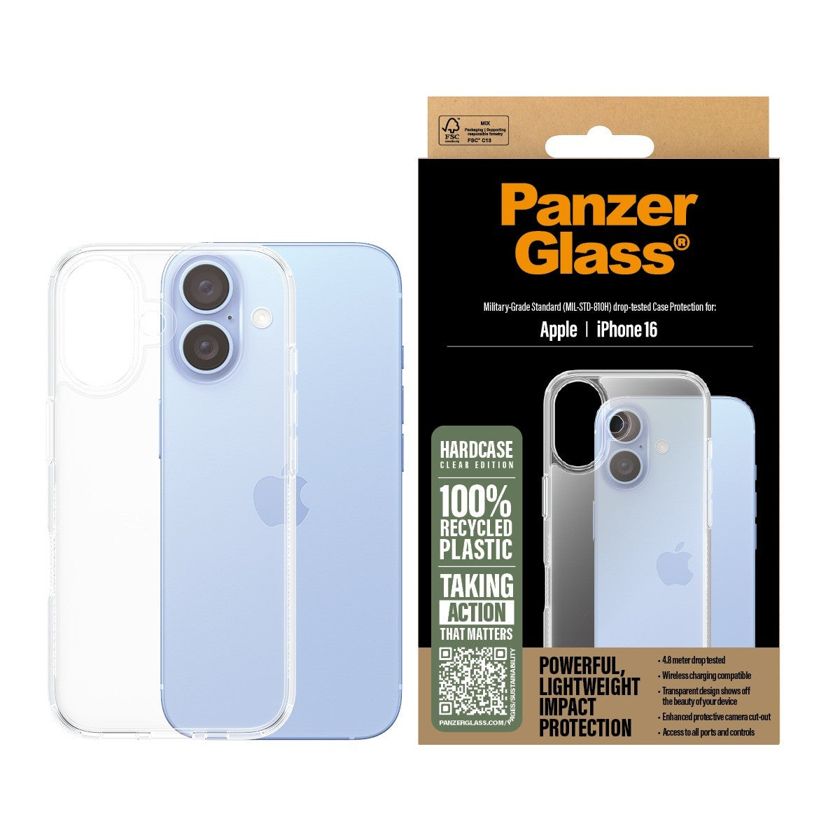 PanzerGlass iPhone 16 Deksel HardCase Klar