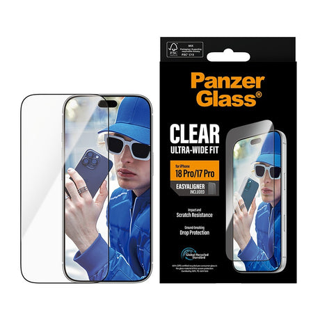 PanzerGlass iPhone 17 Pro/iPhone 18 Pro Skjermbeskytter Ultra-Wide Fit EasyAligner
