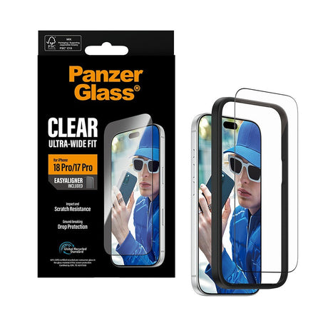 PanzerGlass iPhone 17 Pro/iPhone 18 Pro Skjermbeskytter Ultra-Wide Fit EasyAligner