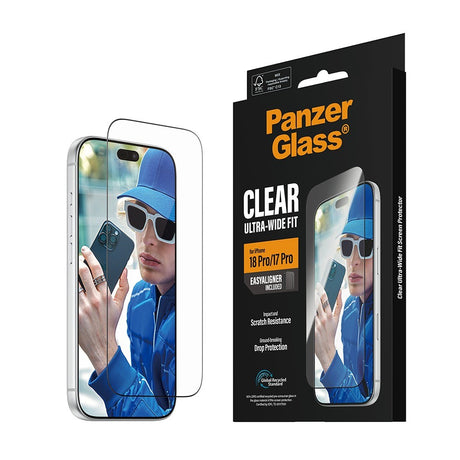 PanzerGlass iPhone 17 Pro/iPhone 18 Pro Skjermbeskytter Ultra-Wide Fit EasyAligner