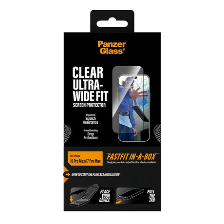 PanzerGlass iPhone 17 Pro Max/iPhone 18 Pro Max Skjermbeskytter Ultra-Wide Fit Clear Fastfit