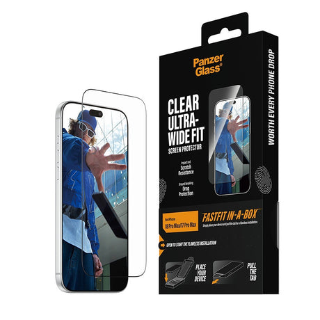 PanzerGlass iPhone 17 Pro Max/iPhone 18 Pro Max Skjermbeskytter Ultra-Wide Fit Clear Fastfit