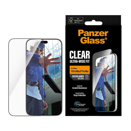 PanzerGlass iPhone 17 Pro Max/iPhone 18 Pro Max Skjermbeskytter Ultra-Wide Fit EasyAligner