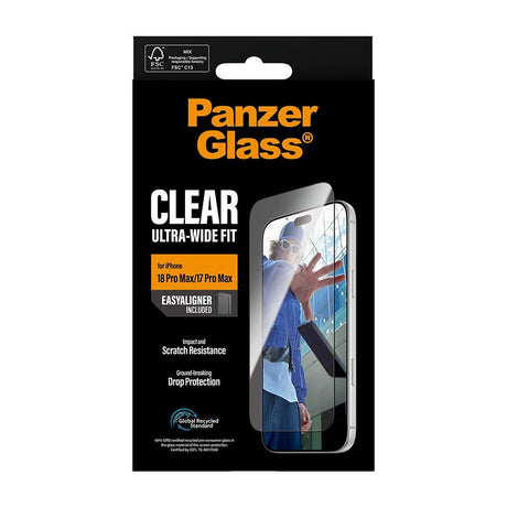 PanzerGlass iPhone 17 Pro Max/iPhone 18 Pro Max Skjermbeskytter Ultra-Wide Fit EasyAligner