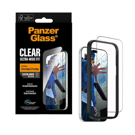 PanzerGlass iPhone 17 Pro Max/iPhone 18 Pro Max Skjermbeskytter Ultra-Wide Fit EasyAligner