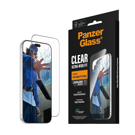 PanzerGlass iPhone 17 Pro Max/iPhone 18 Pro Max Skjermbeskytter Ultra-Wide Fit EasyAligner