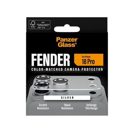 PanzerGlass iPhone 18 Pro Linsebeskyttelse Fender Sølv