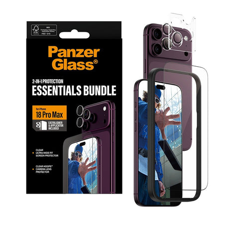 PanzerGlass iPhone 18 Pro Max Skjermbeskytter og Linsebeskyttelse 2-i-1 Essentials Bundle