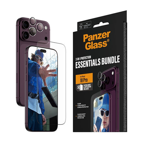 PanzerGlass iPhone 18 Pro Max Skjermbeskytter og Linsebeskyttelse 2-i-1 Essentials Bundle