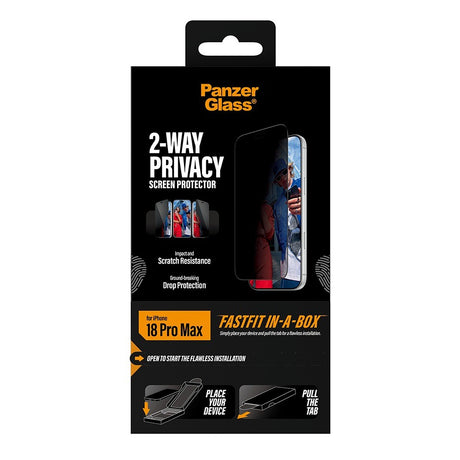 PanzerGlass iPhone 18 Pro Max Skjermbeskytter Ultra-Wide Fit Privacy Fastfit