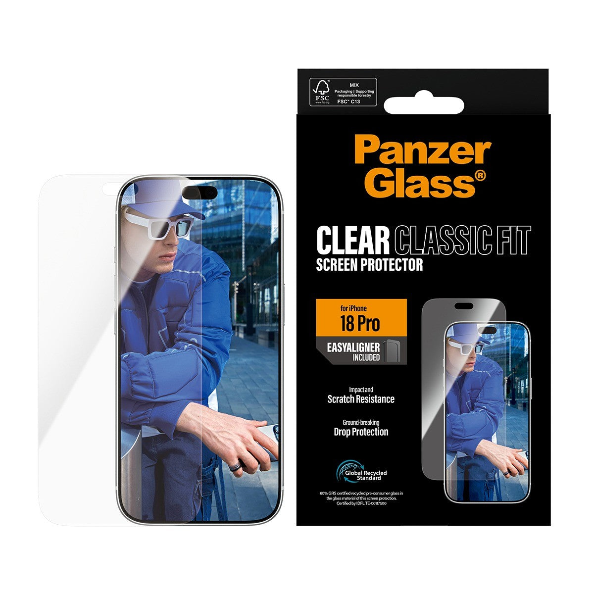 PanzerGlass iPhone 18 Pro Skjermbeskytter Classic Fit EasyAligner