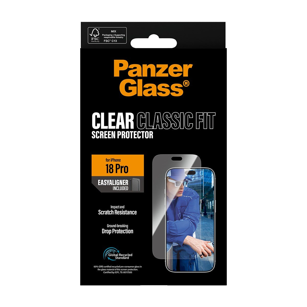 PanzerGlass iPhone 18 Pro Skjermbeskytter Classic Fit EasyAligner