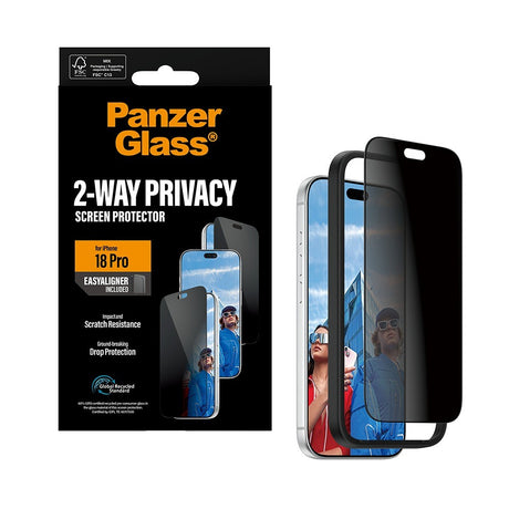 PanzerGlass iPhone 18 Pro Skjermbeskytter Ultra-Wide Fit Privacy EasyAligner