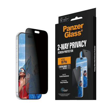 PanzerGlass iPhone 18 Pro Skjermbeskytter Ultra-Wide Fit Privacy EasyAligner