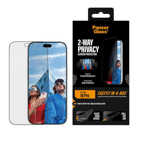 PanzerGlass iPhone 18 Pro Skjermbeskytter Ultra-Wide Fit Privacy Fastfit