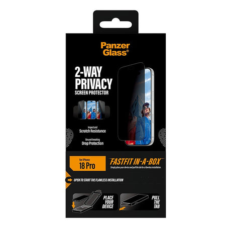 PanzerGlass iPhone 18 Pro Skjermbeskytter Ultra-Wide Fit Privacy Fastfit