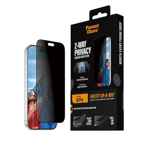 PanzerGlass iPhone 18 Pro Skjermbeskytter Ultra-Wide Fit Privacy Fastfit