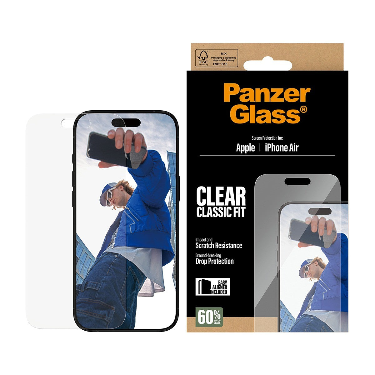 PanzerGlass iPhone Air Skjermbeskytter Classic Fit EasyAligner