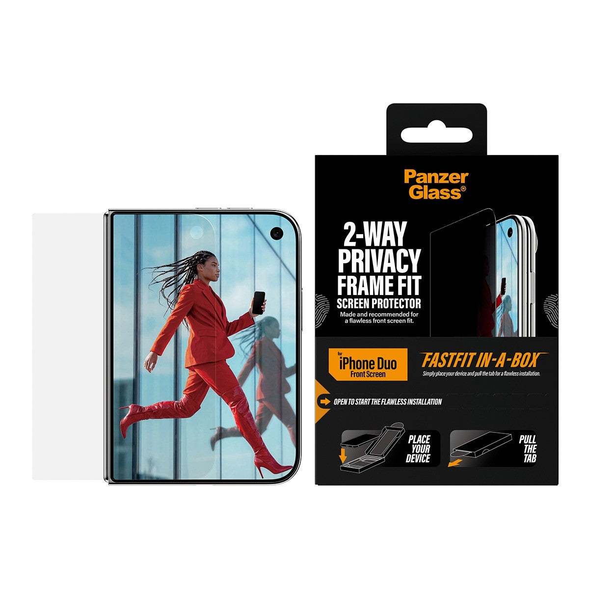 PanzerGlass iPhone Duo Skjermbeskytter Frame Fit Privacy Fastfit