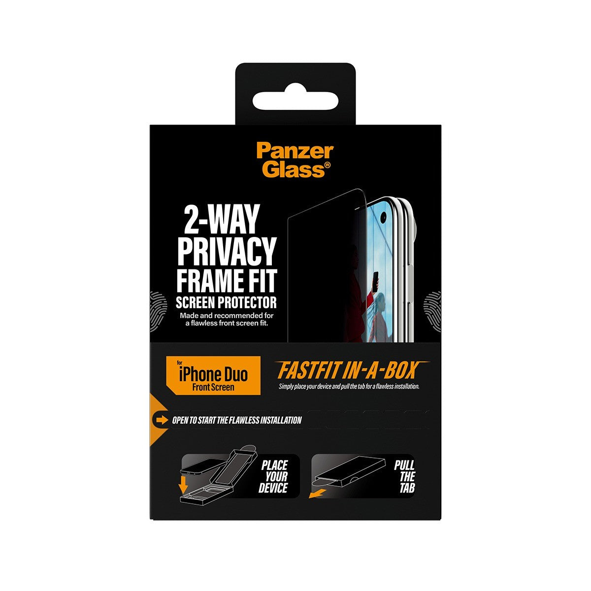 PanzerGlass iPhone Duo Skjermbeskytter Frame Fit Privacy Fastfit