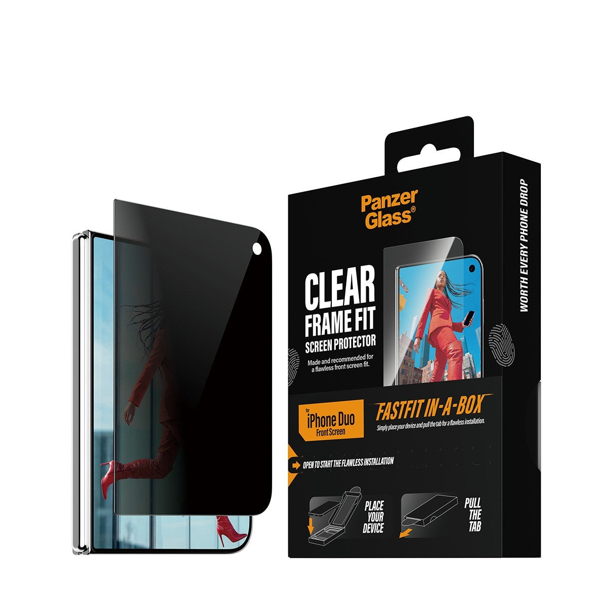 PanzerGlass iPhone Duo Skjermbeskytter Frame Fit Privacy Fastfit