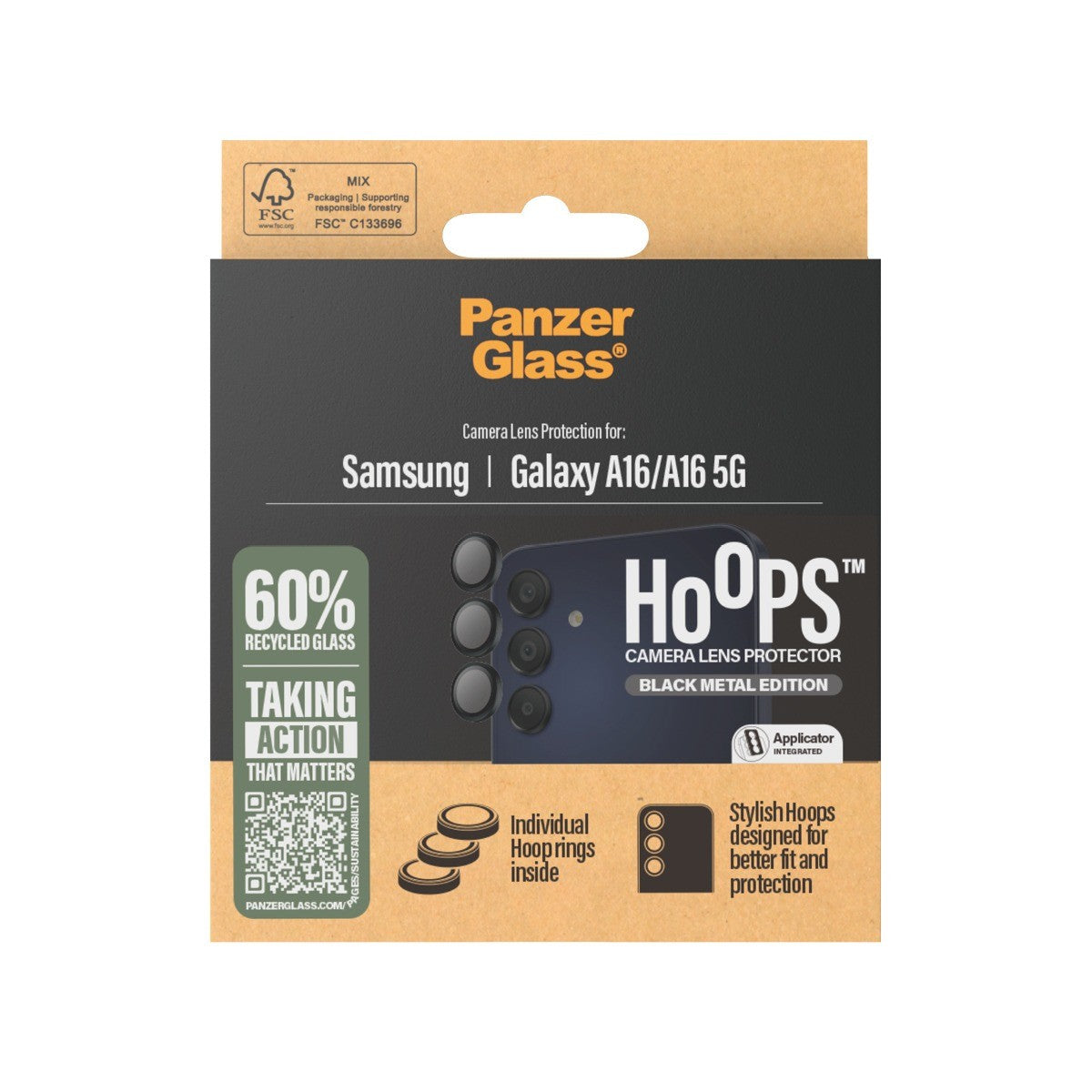 PanzerGlass Samsung Galaxy A16 Linsebeskyttelse Hoops Svart