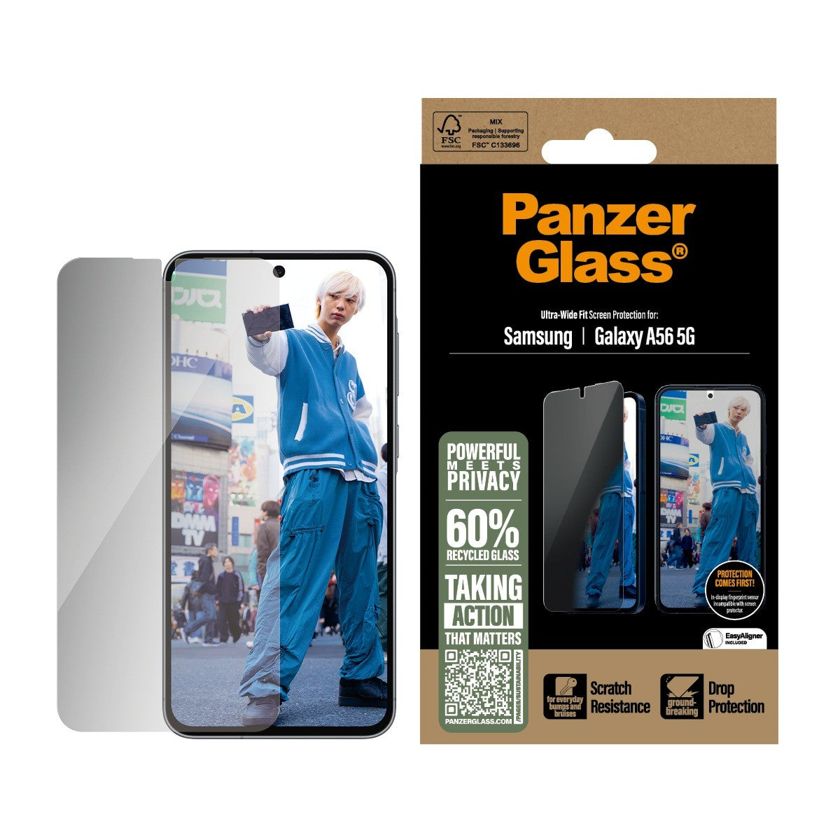 PanzerGlass Samsung Galaxy A56 Skjermbeskytter Ultra-Wide Fit Privacy Fastfit