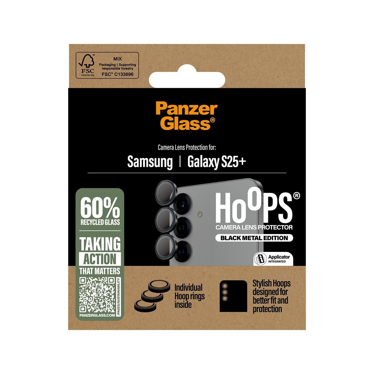 PanzerGlass Samsung Galaxy S25 Plus Linsebeskyttelse Hoops Svart