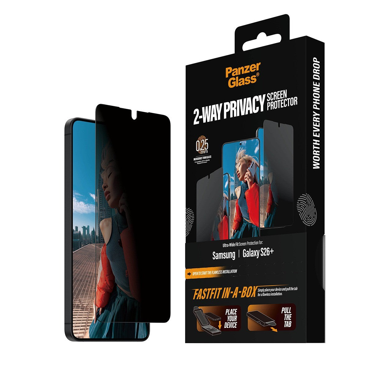PanzerGlass Samsung Galaxy S26 Plus Skjermbeskytter Ultra-Wide Fit Privacy Fastfit