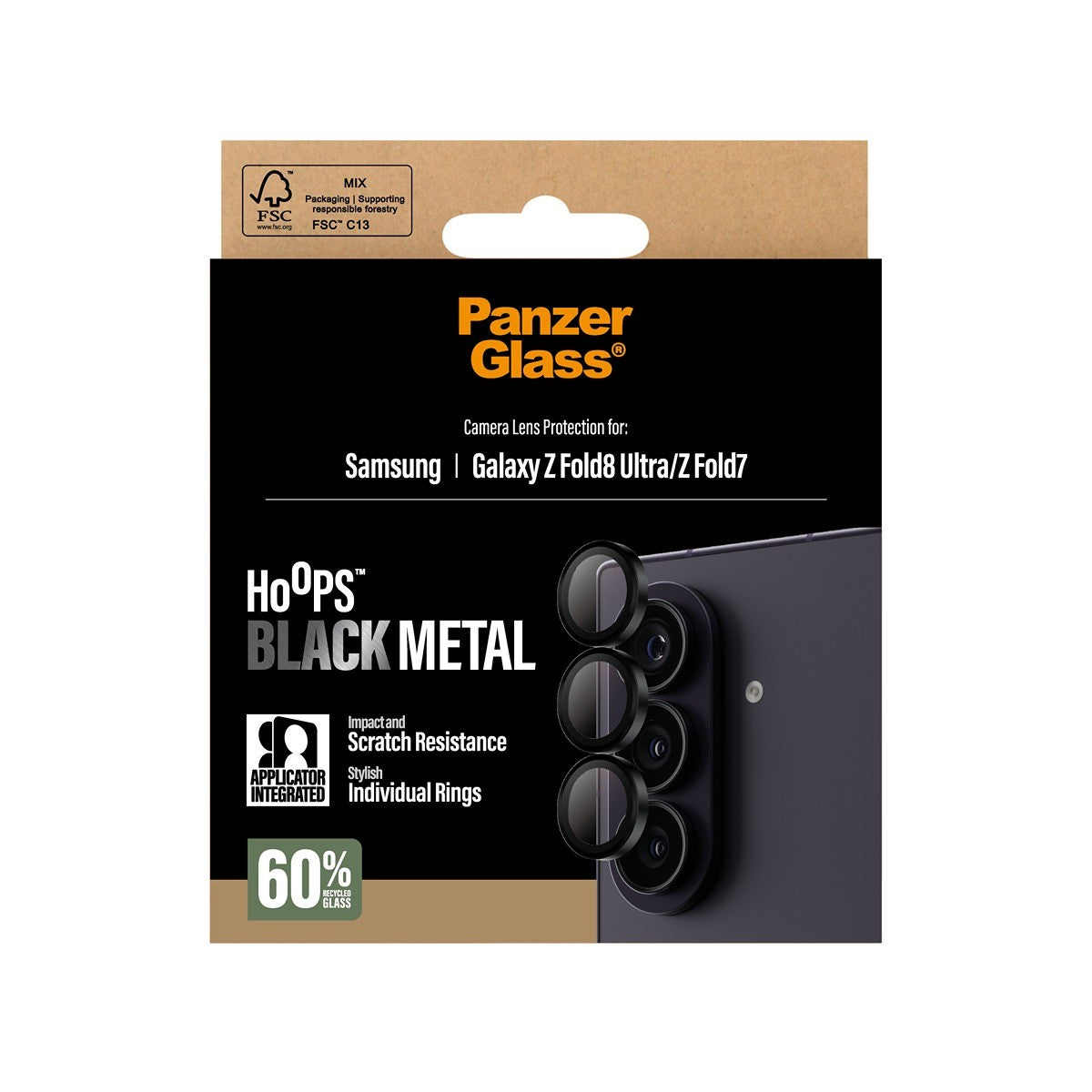 PanzerGlass Samsung Galaxy Z Fold 7/Fold 8 Ultra Linsebeskyttelse Hoops Svart