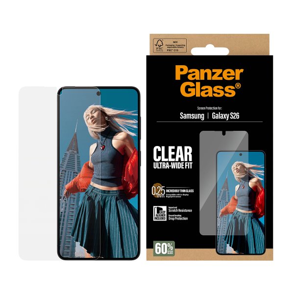 PanzerGlass Samsung Galaxy S26 Skjermbeskytter Ultra-Wide Fit EasyAligner
