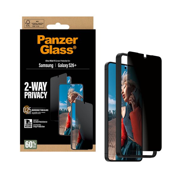 PanzerGlass Samsung Galaxy S26 Plus Skjermbeskytter Ultra-Wide Fit Privacy EasyAligner