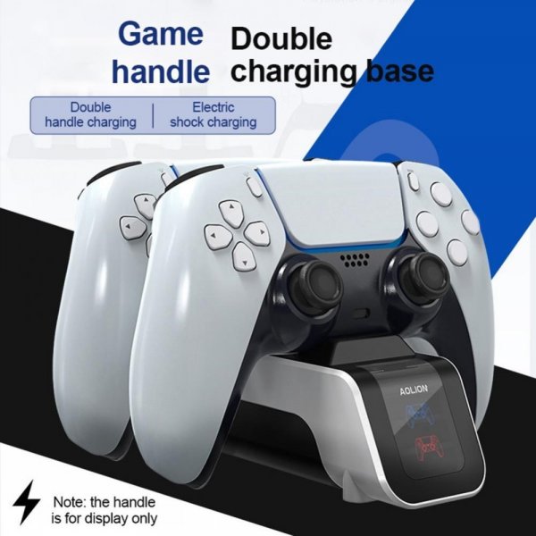 Aolion PlayStation 5 DualSense Kontroll Dobbel Laderstasjon