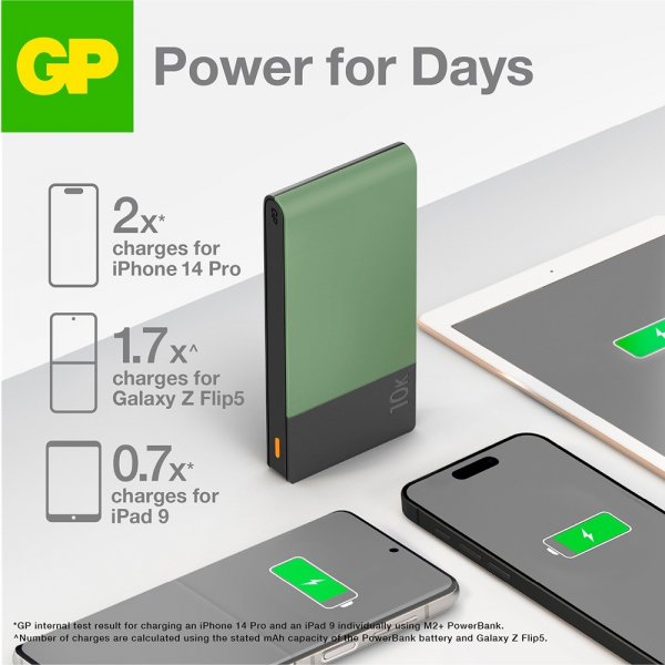 GP Powerbank M2+ 10 000 mAh Grønn
