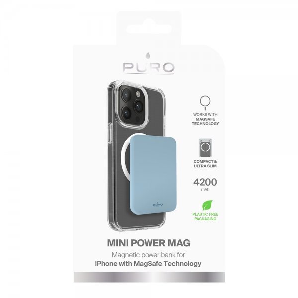 Puro Powerbank Mini Power Mag 4200 mAh Blå