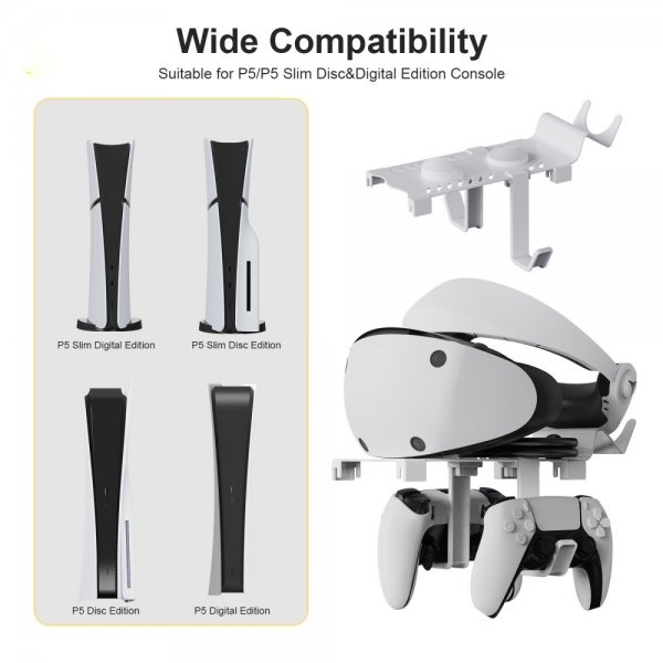 JYS PS5/PS5 Slim ladestasjon for VR2/DualSense kontrollere