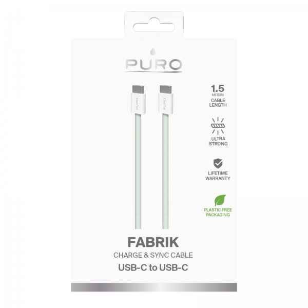 Puro Kabel Fabrik 2.0 60W USB-C til USB-C 1.5m Grønn