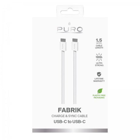 Puro Kabel Fabrik 2.0 60W USB-C til USB-C 1.5m Hvit