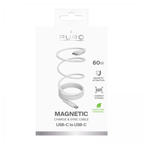 Puro Kabel Magnetic USB-C to USB-C 1m Hvit